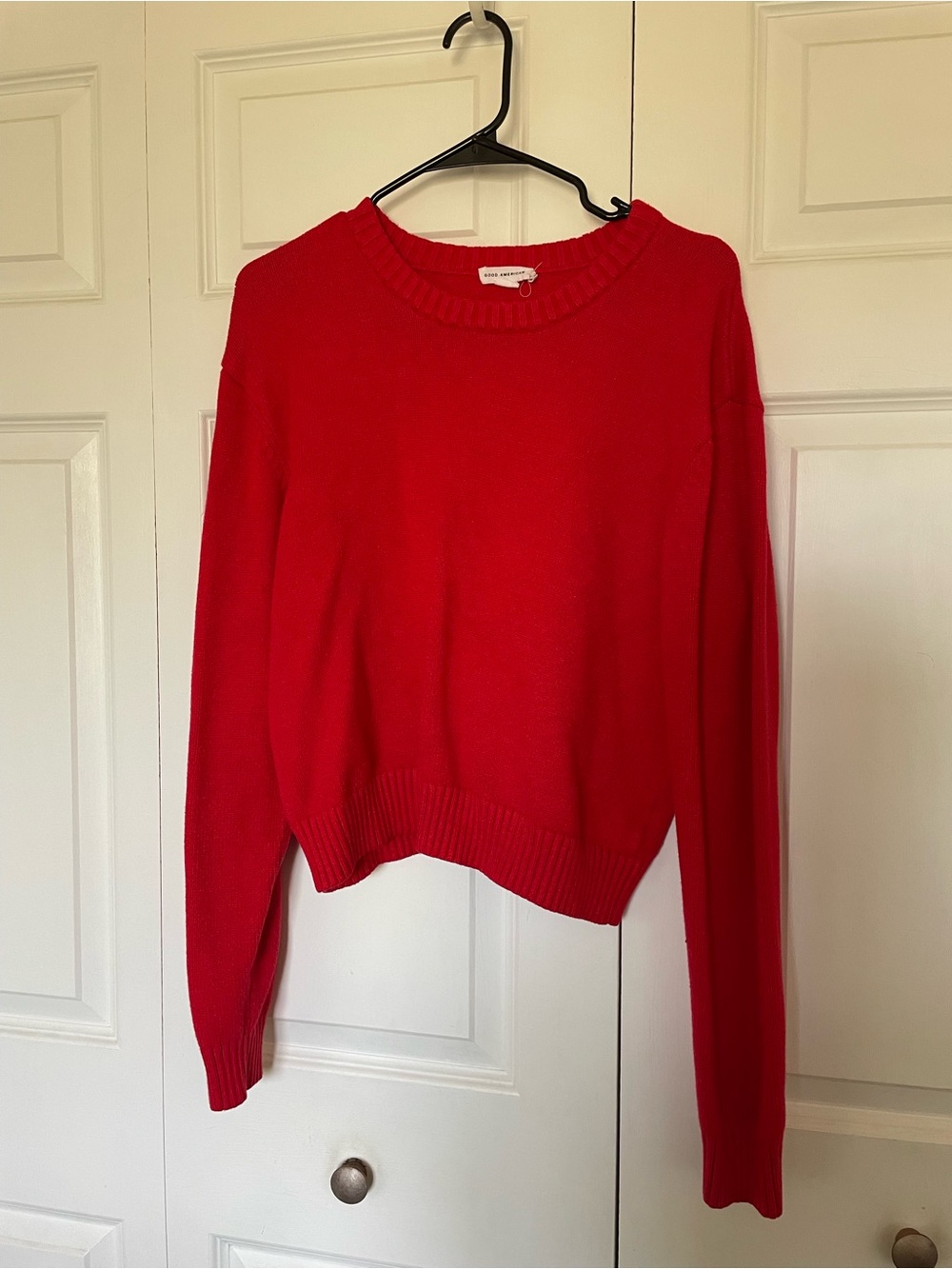 Good American Bright Red Crewneck Sweater- Large